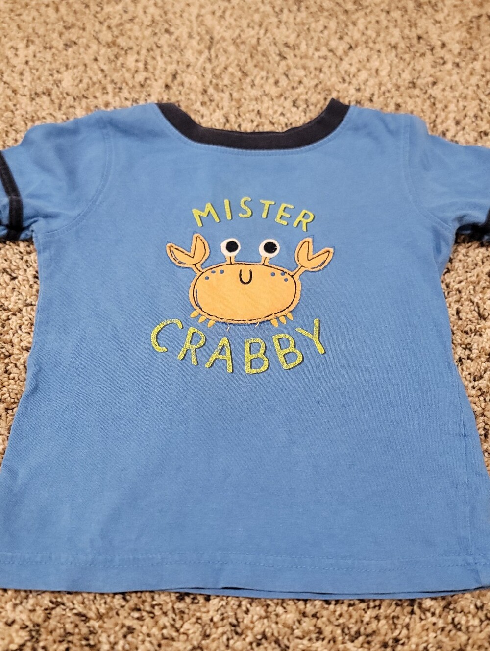 Jumping Beans Pullover T Shirt Toddler Boy 18M Blue Short Sleeve Crabby Crab Tee